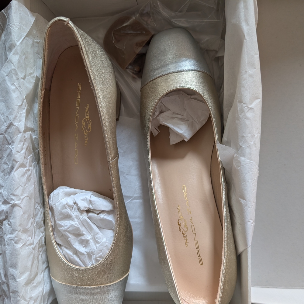 Brenda Zaro Elegant Gold and Silver Flats